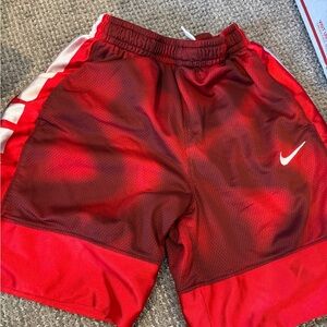 Nike Red Kid’s Mesh Basketball Shorts with White Swoosh